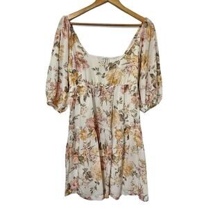 Ever New Rubi Babydoll Smocked Floral Mini Dress Size 8 Cottagecore Event NEW